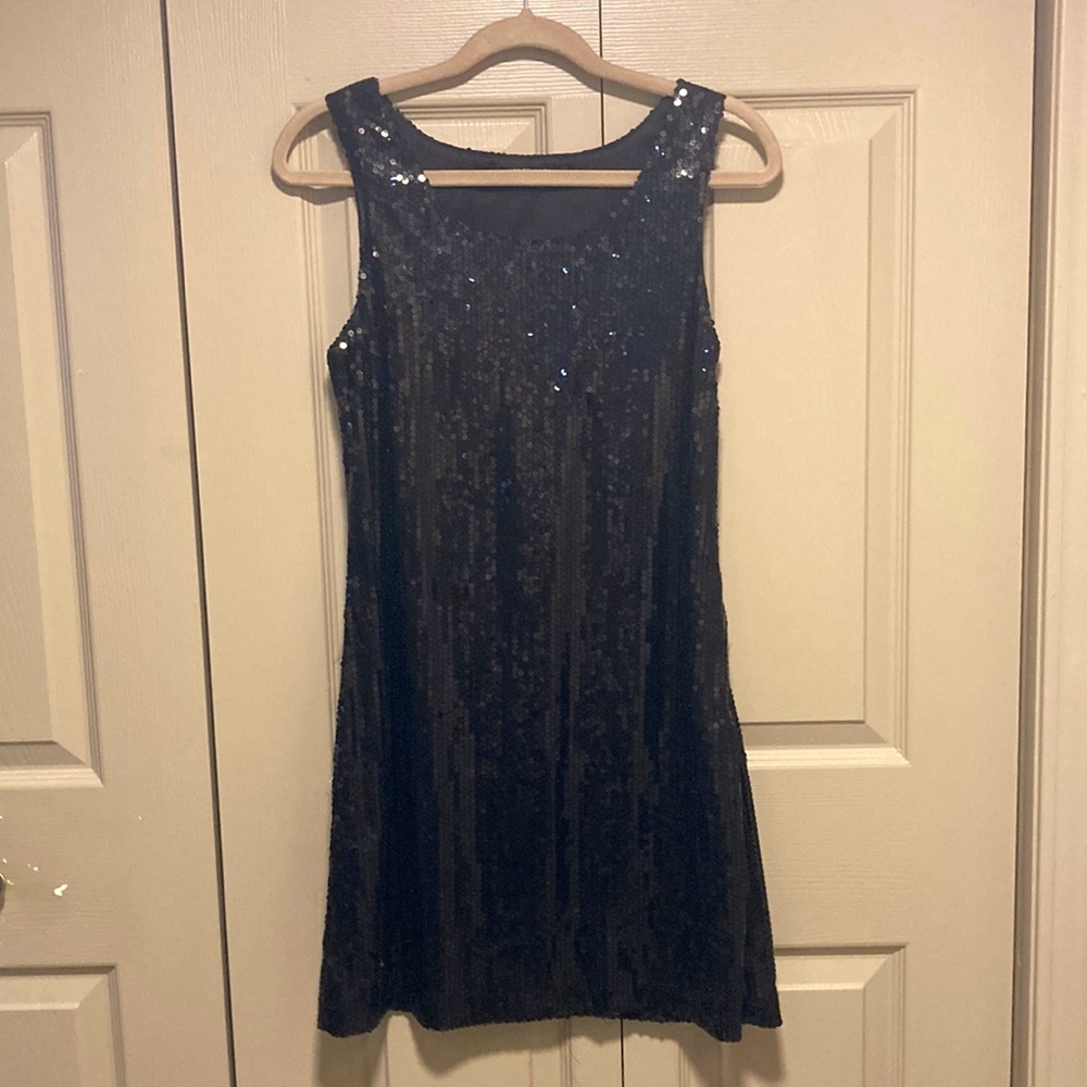 C’est moi black beaded mini dress